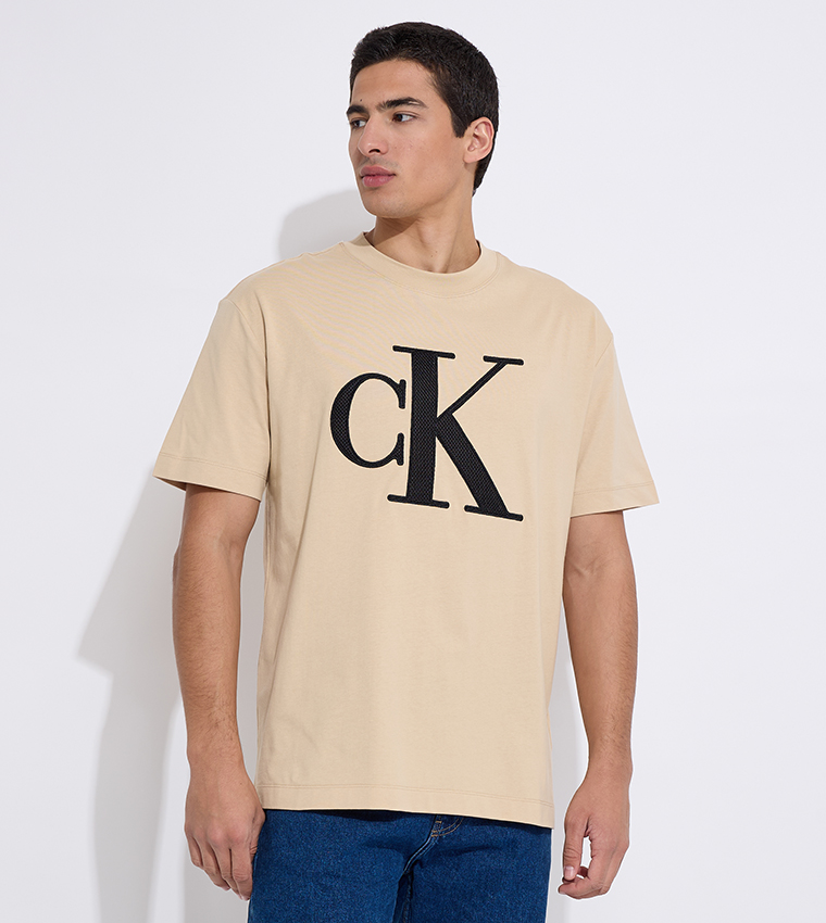 Perforated Monologo Crew Neck T-Shirt