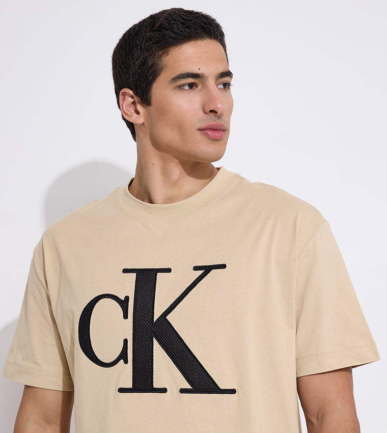 Perforated Monologo Crew Neck T-Shirt