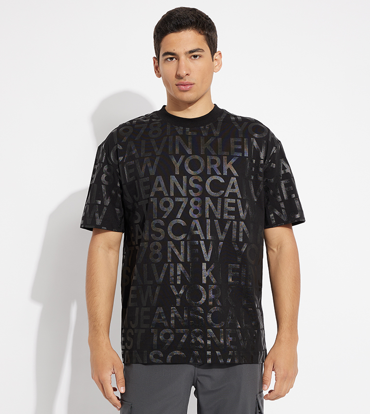 Buy Calvin Klein Jeans Logo All Over Printed Short Sleeves T Shirt In Black 6thStreet Saudi Arabia