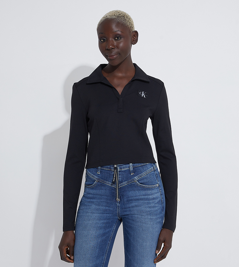 Logo Detail Polo Neck T-Shirt