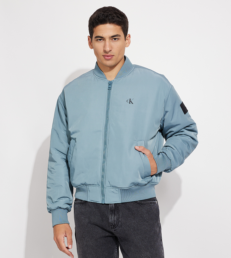 Calvin klein logo sales bomber jacket