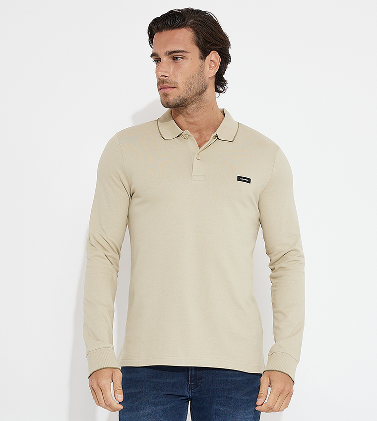 Pique Polo Calvin Klein Long Sleeve Polo Buy Calvin Klein Stretch