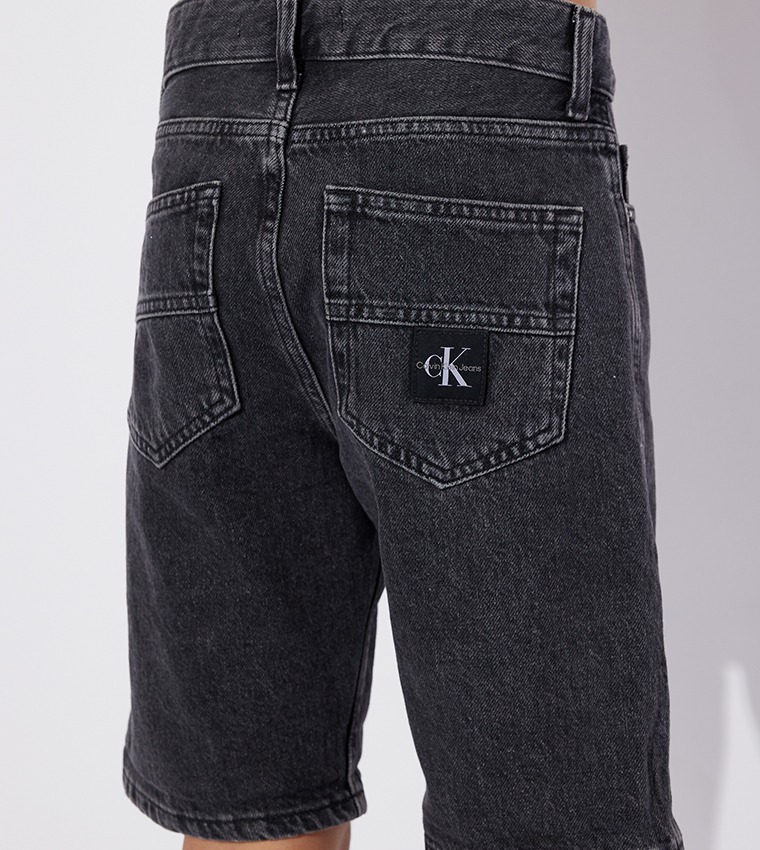 Washed Mid Rise Denim Shorts