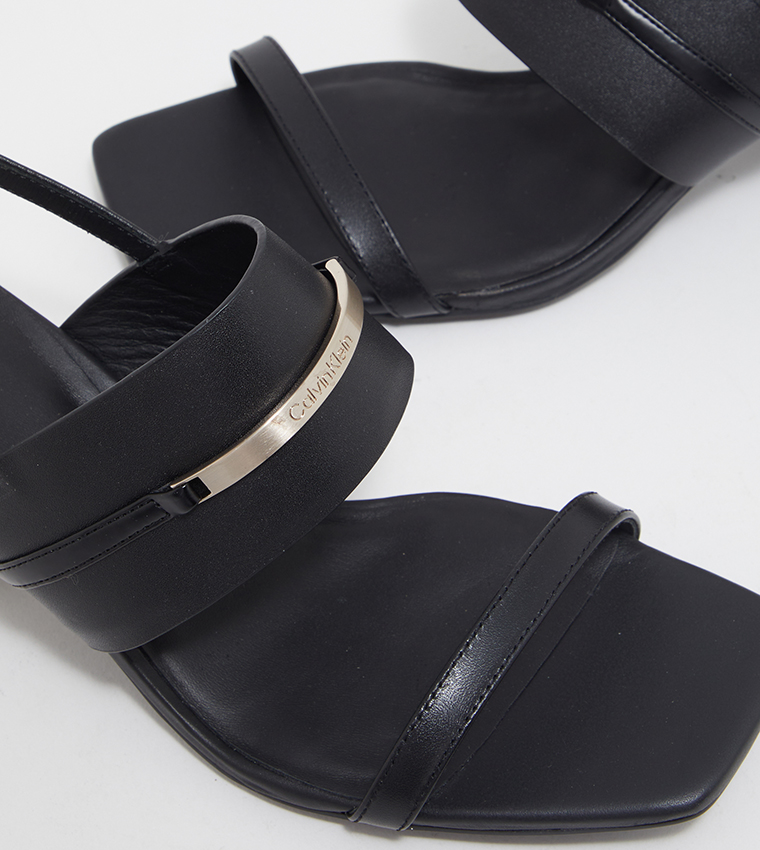 Metal Accent Block Heel Sandals