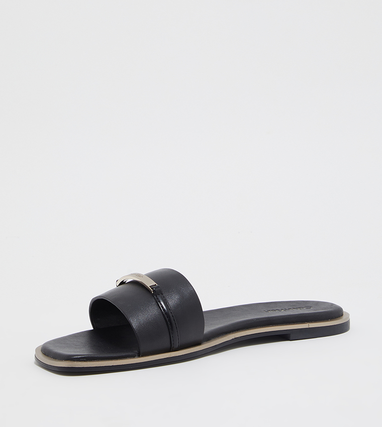 Metal Accent Slide Sandals