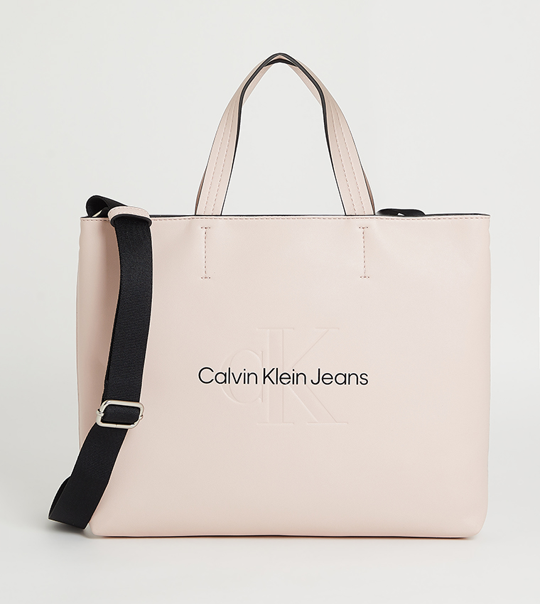 Buy Calvin Klein Jeans Logo Detail Zippered Tote Bag In Pink 6thStreet Qatar