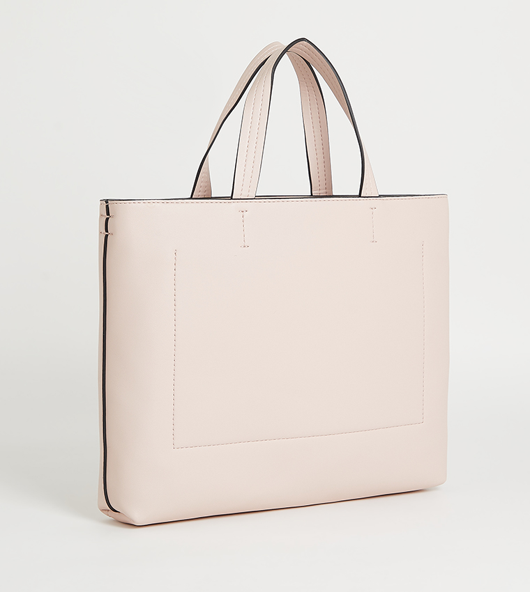 Logo Detail Zippered Tote Bag