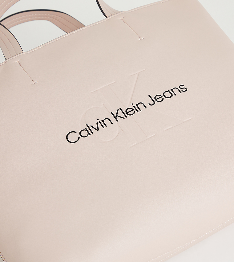 Logo Detail Zippered Tote Bag