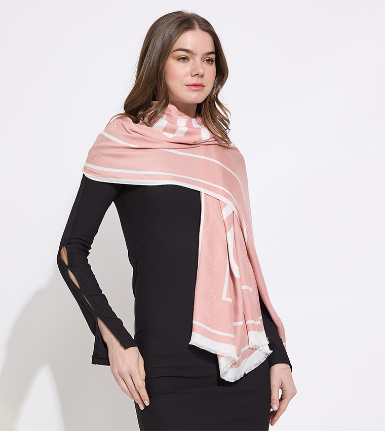Pink Calvin Klein Pashmina Jacquard Scarf Calvin Klein Pink Scarf