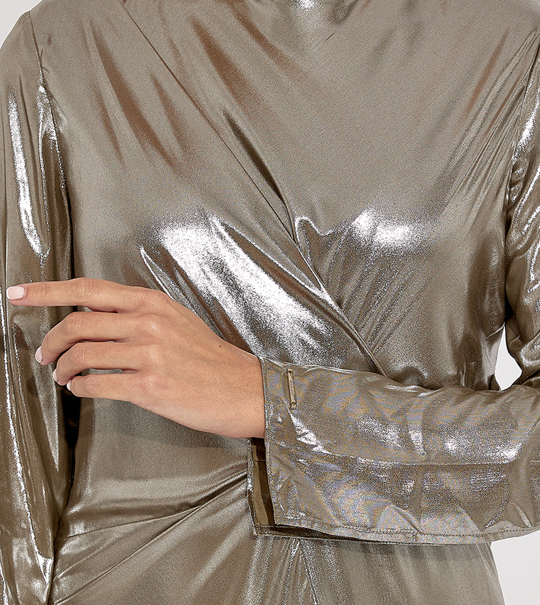 Metallic Cape Maxi Dress