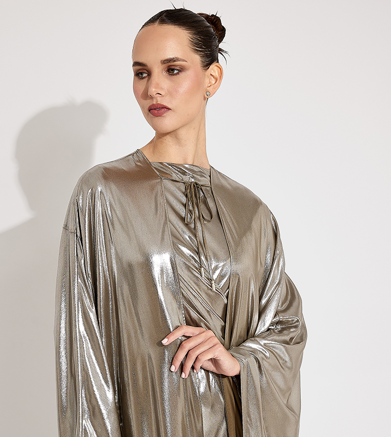 Metallic Cape Maxi Dress