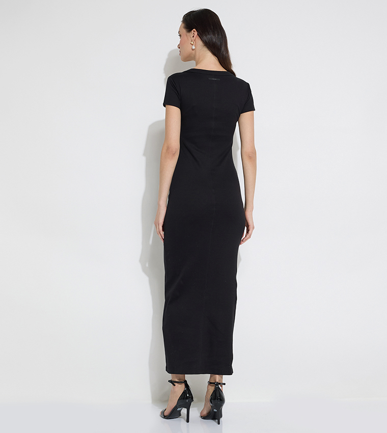 Solid Short Sleeves Bodycon Dress