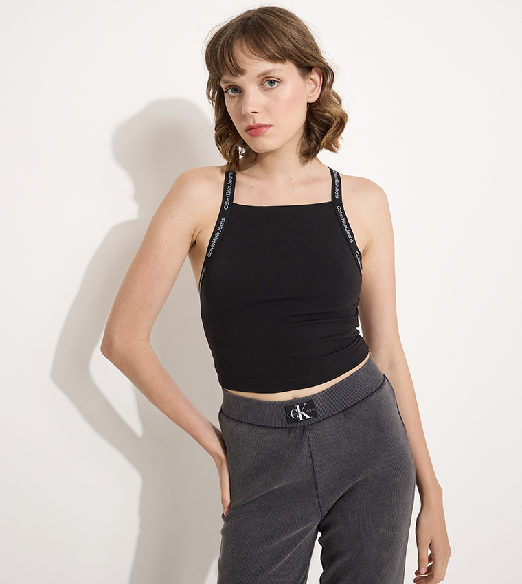 Logo Detail Strappy Crop Top