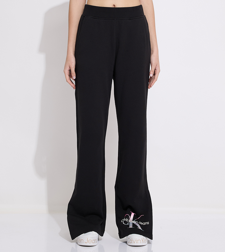 Monogram Print Wide Leg Pants