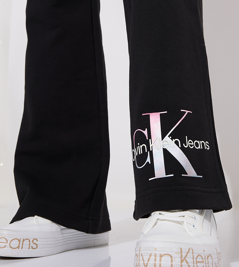 Monogram Print Wide Leg Pants