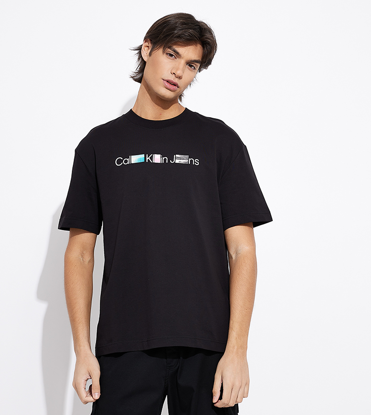 Buy Calvin Klein Logo Printed Short Sleeves T Shirt In Black ...