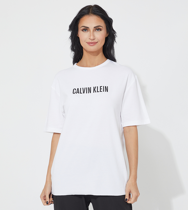 Buy Calvin Klein Logo Detail Short Sleeves Sleep T Shirt In White 6thStreet Saudi Arabia