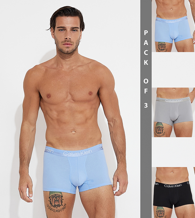 Buy Calvin Klein Pack Of 3 Logo Waistband Trunks In Multiple