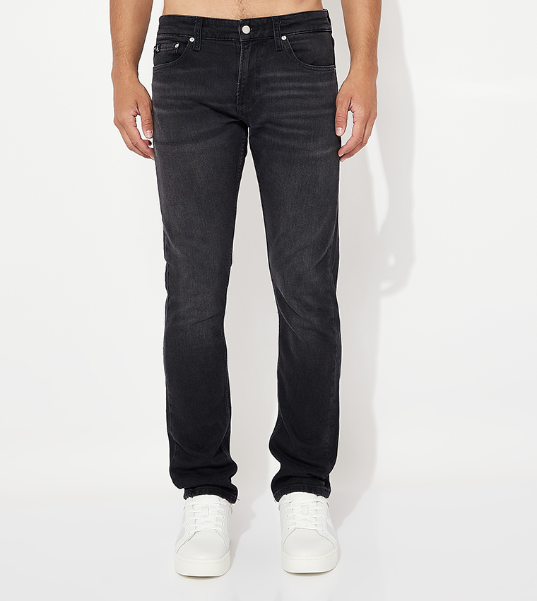 Washed Mid-Rise Slim Fit Jeans