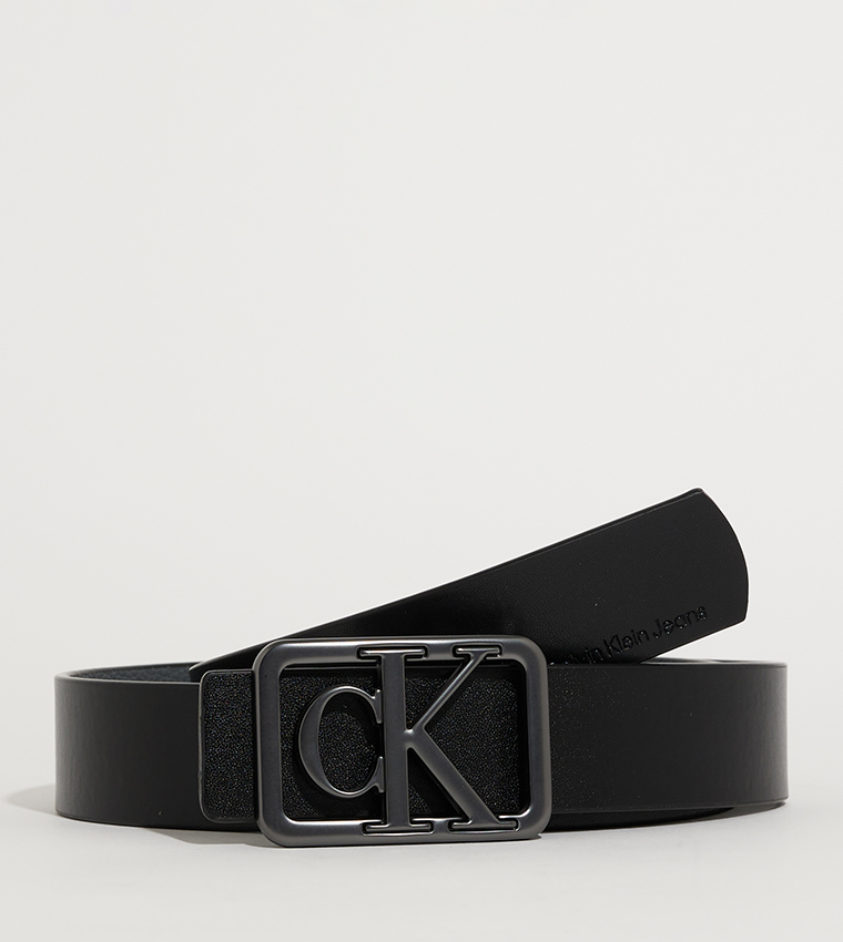 Buy Calvin Klein Monogram Buckle Leather Belt In Black 6thStreet UAE