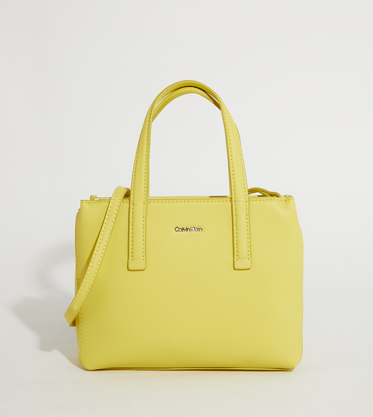 Buy Calvin Klein Logo Detail Mini Tote Bag In Yellow 6thStreet Saudi Arabia