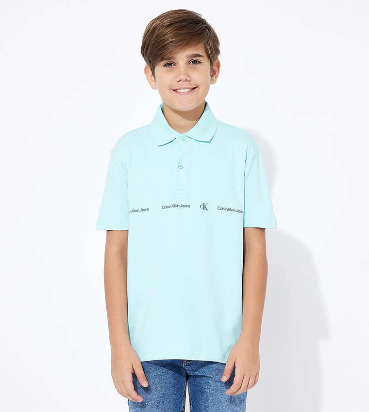 Monogram Print Short Sleeves Polo T-Shirt