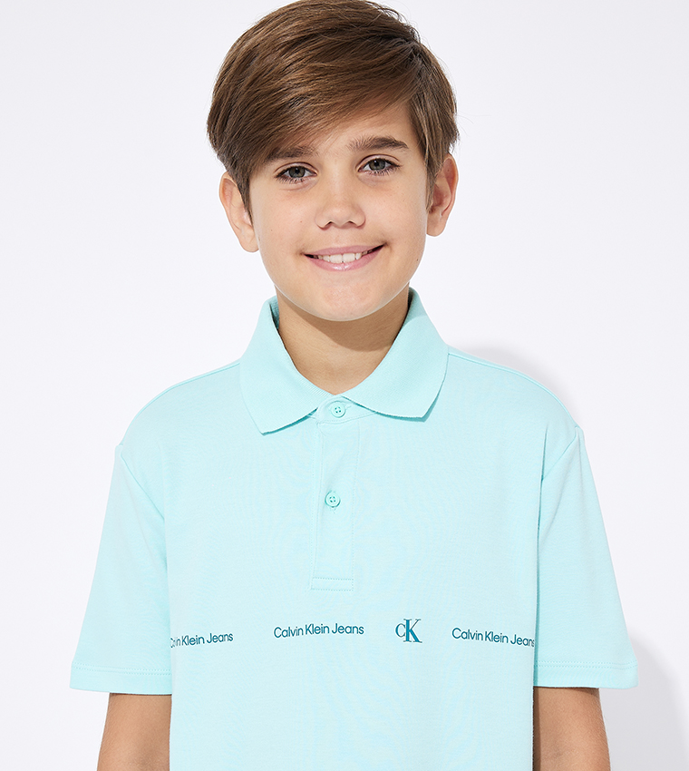 Monogram Print Short Sleeves Polo T-Shirt