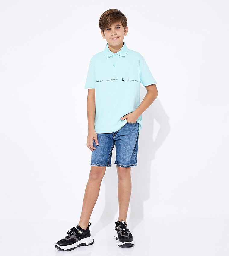 Monogram Print Short Sleeves Polo T-Shirt