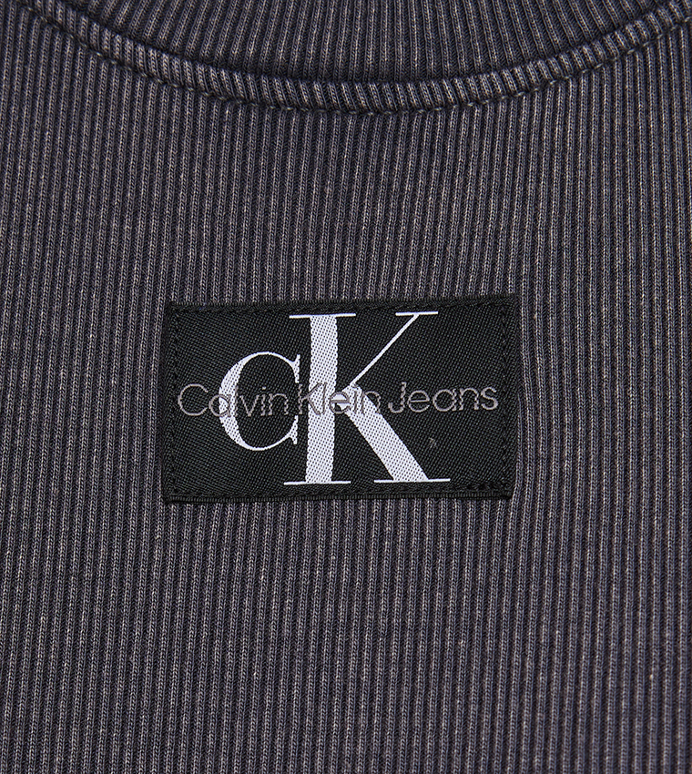 Ribbed Logo Badge Detail T-Shirt
