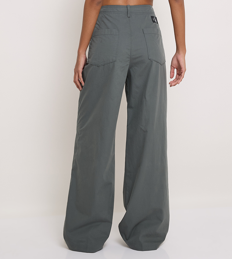 Solid High-Rise Wide Leg Pants