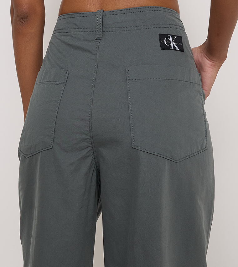 Solid High-Rise Wide Leg Pants