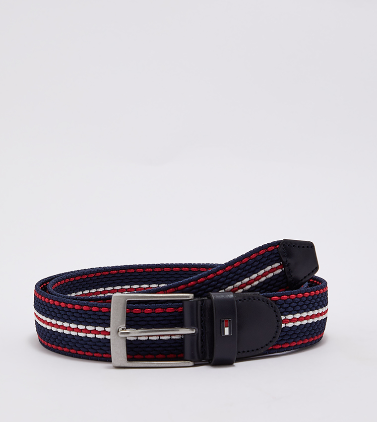 Tommy Hilfiger Denton Braided Design Stretch Belt, Blue