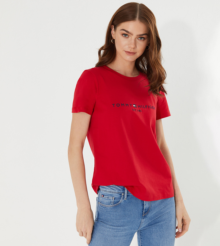 Buy Tommy Hilfiger Regular Hilfiger C N Knit Top In Flamingo