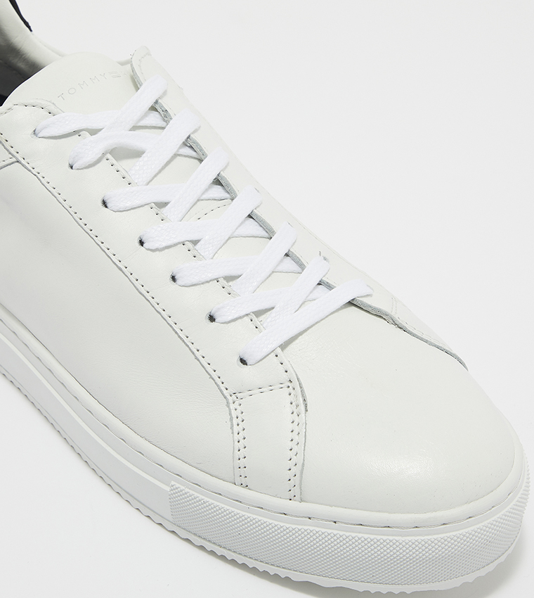 Debossed logo sale leather trainers