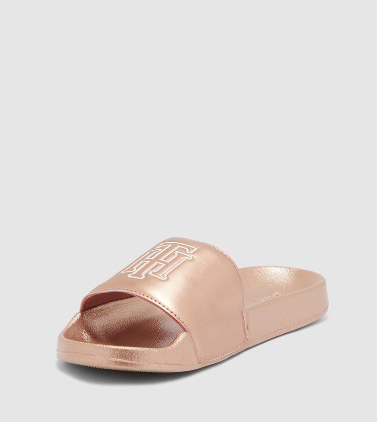 Tommy hilfiger rose hot sale gold sliders