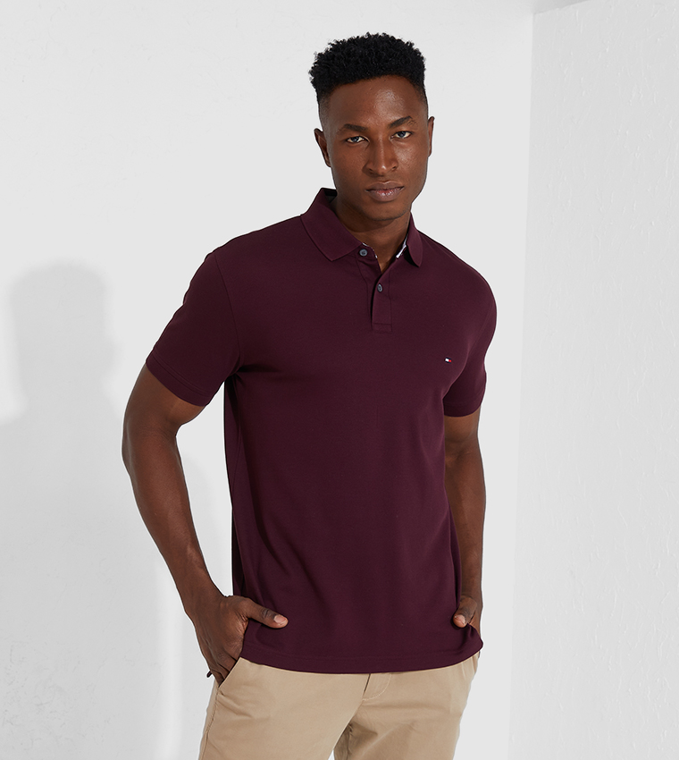 Tommy hilfiger burgundy deals polo