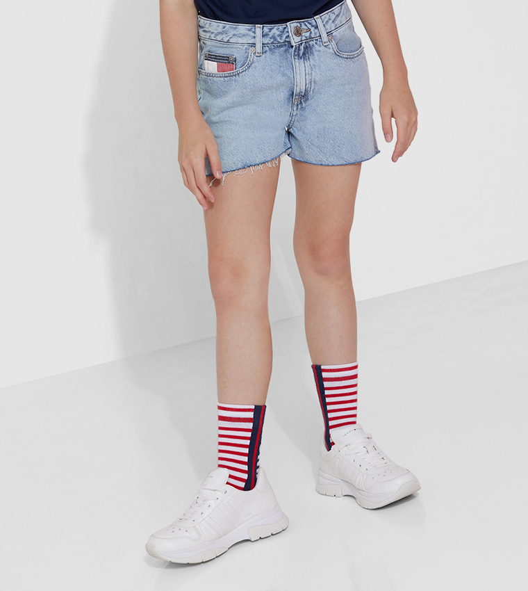 Harper Faded Raw Hem Denim Shorts