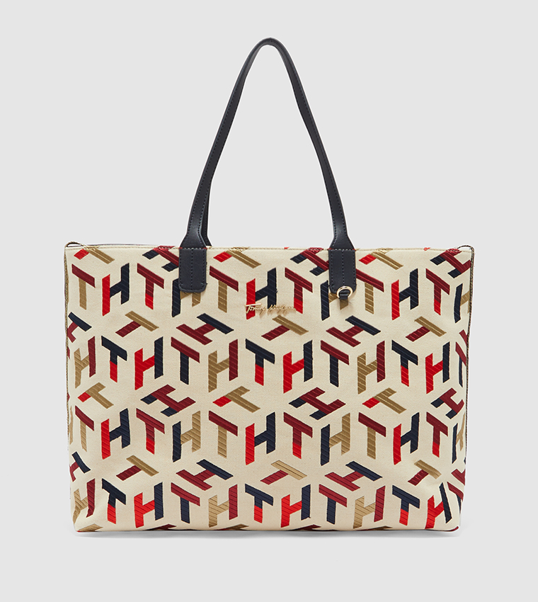Buy Tommy Hilfiger Iconic Monogram Embroidery Tote In Multiple