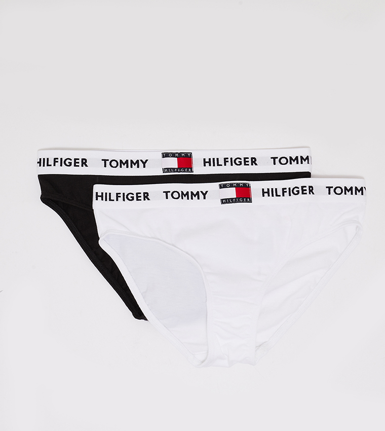 Tommy Hilfiger Women's 6 Pack Cotton Bikini Panties - Logo Waistband,  Assorted Colors