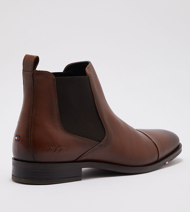 Buy Tommy Hilfiger Leather Chelsea Boots In Brown 6thStreet Oman