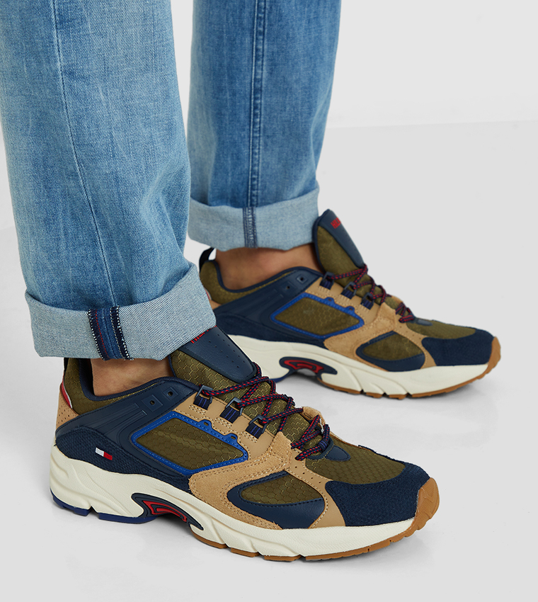 Buy Tommy Jeans Archive Mixed Texture Trainers In Green