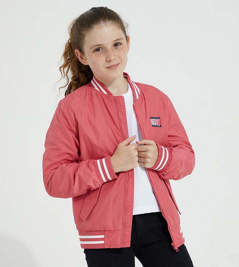 Buy Tommy Hilfiger Kids Recycled Bomber Jacket In Pink | 6thStreet ...