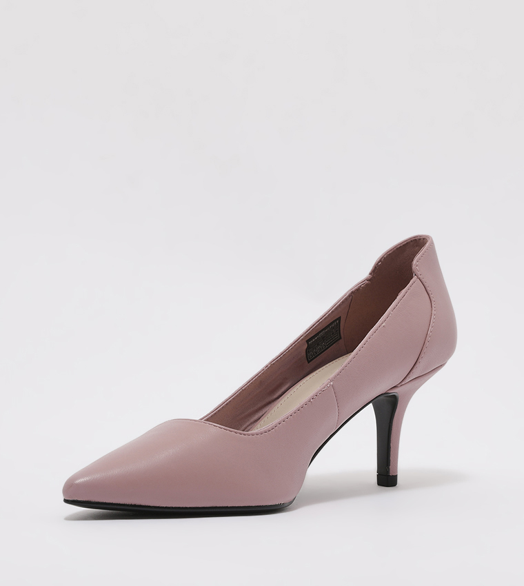 Buy Tommy Hilfiger Essential Pointed Low Heel Leather Pumps In Pink