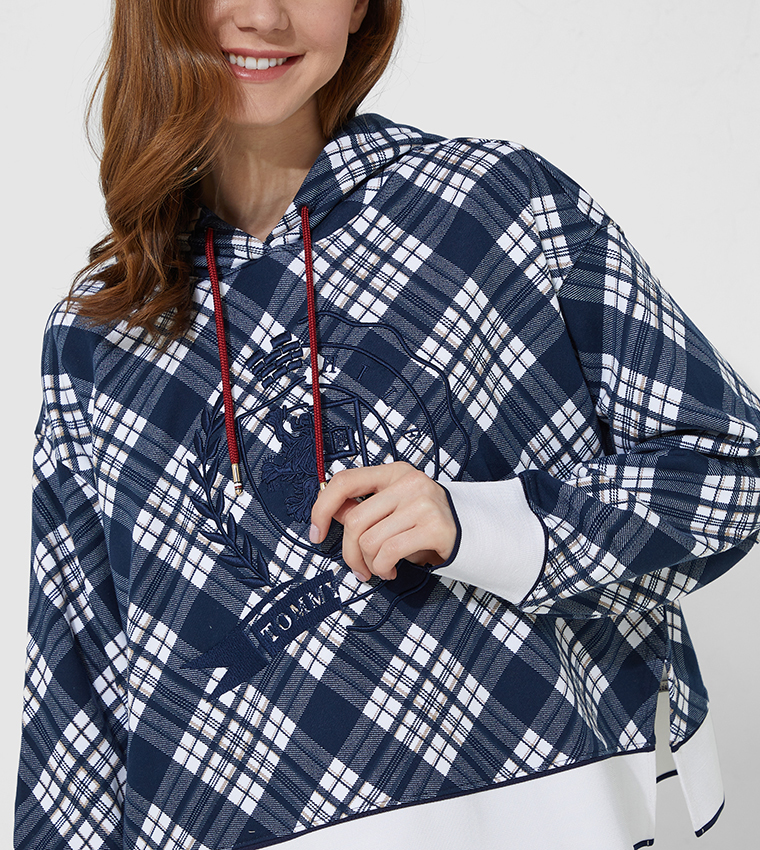 Plaid tommy cheap hilfiger hoodie