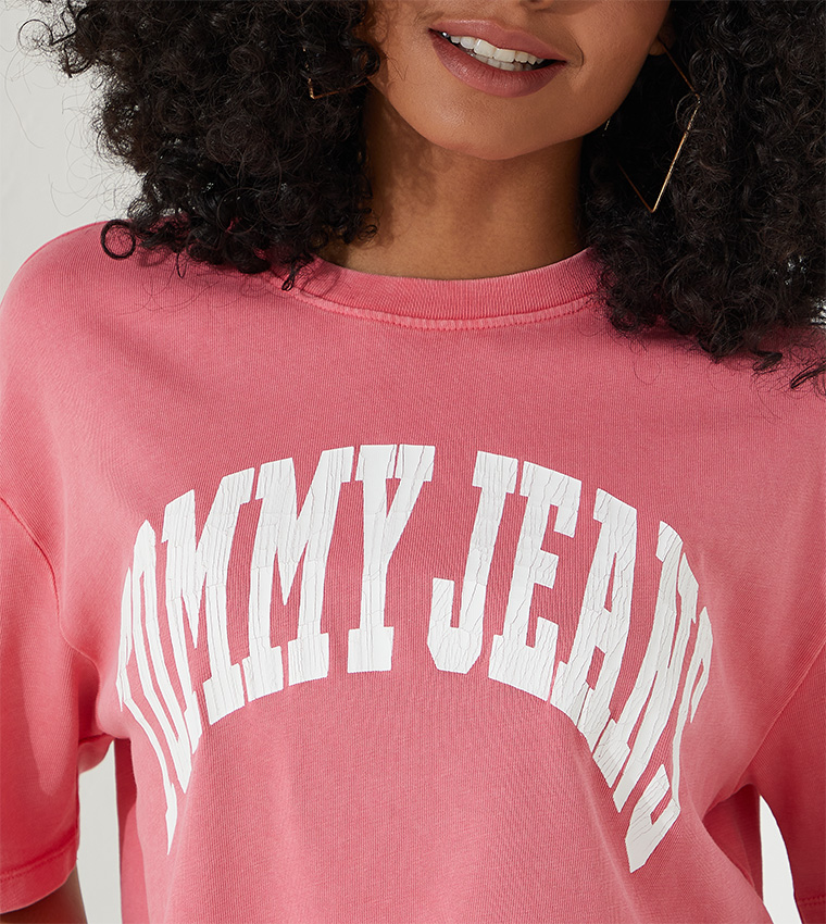 Buy Tommy Jeans Printed Crop T Shirt In 