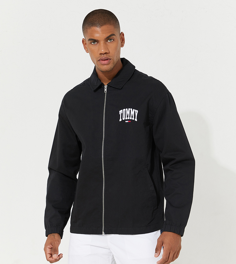 Buy Tommy Hilfiger Modern Harrington Embroidered Jacket In Black