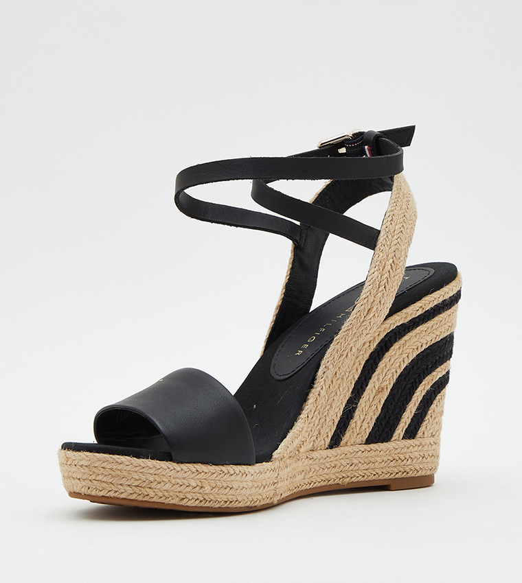 Tommy hilfiger elevated leather sale wedge sandal