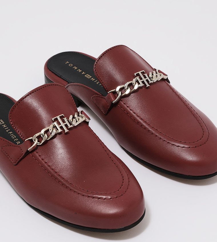 Buy Tommy Hilfiger Leather Chain Mule Loafers In Red 6thStreet