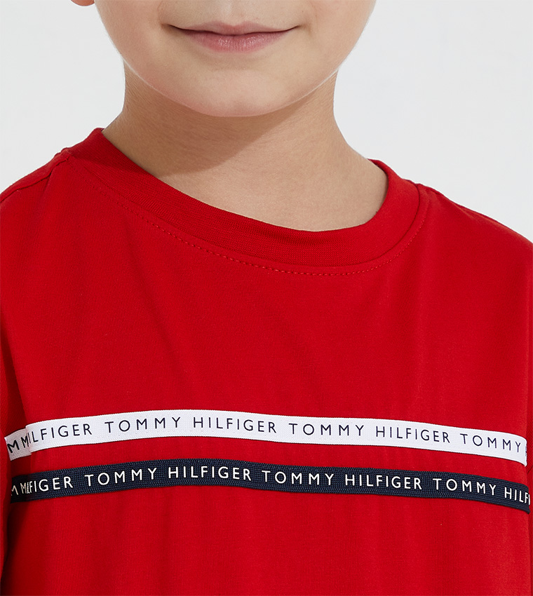 Buy Tommy Hilfiger Kids Tape T Shirt In Red 6thStreet Kuwait