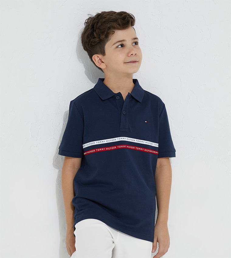 Choose Size Tommy Hilfiger Boy's Logo Print Polo Shirts Colorblock or Stripe 